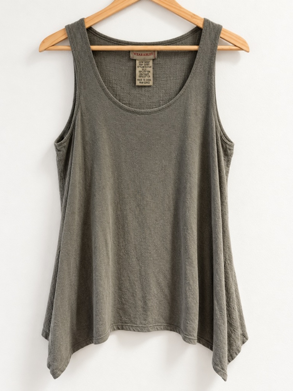 XCVI Wearables Gray Olive Cotton Sharkbite Tunic Top